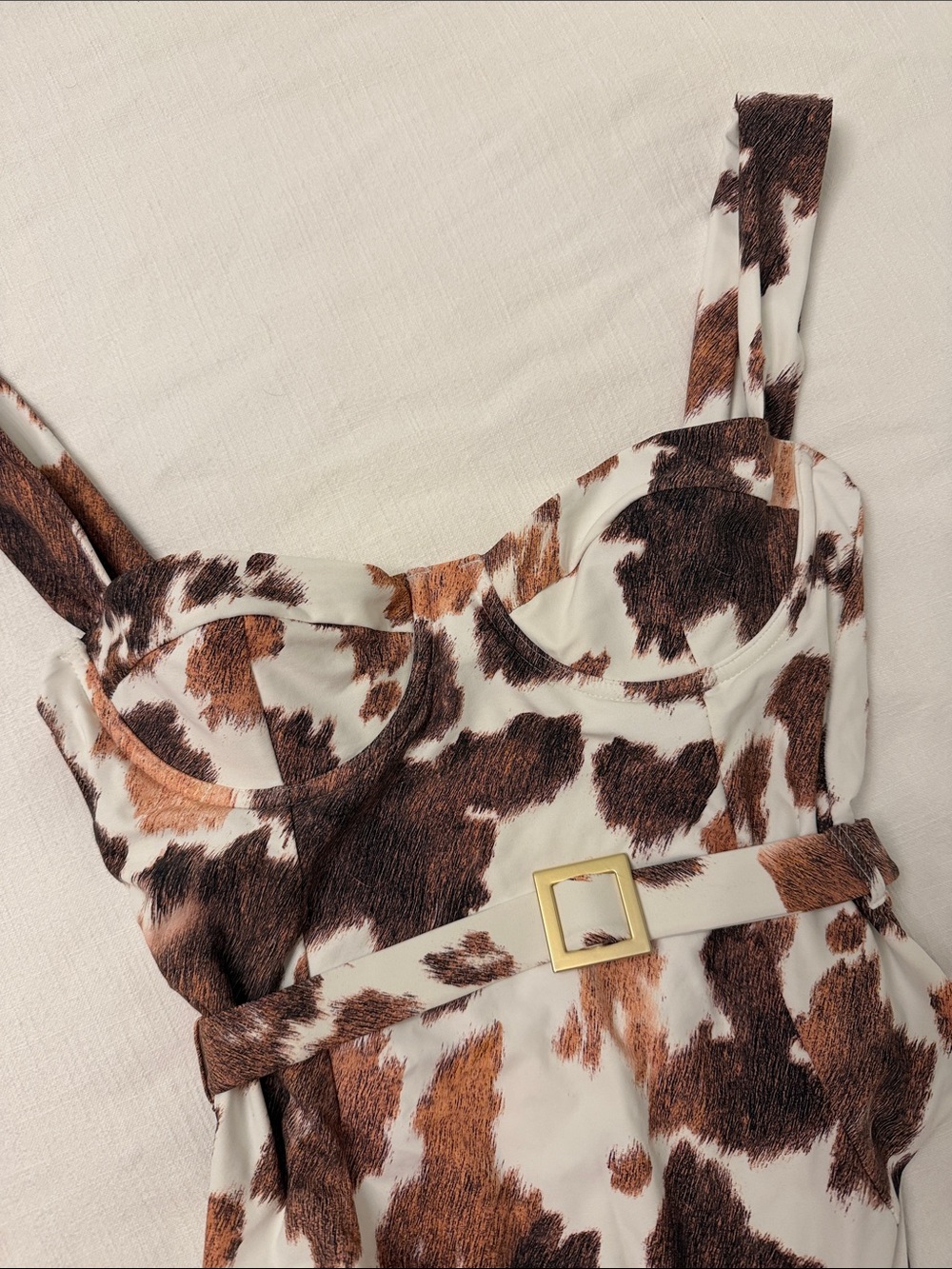 NWOT WeWoreWhat Cow Print One-Piece Swimsuit - Picture 2 of 5